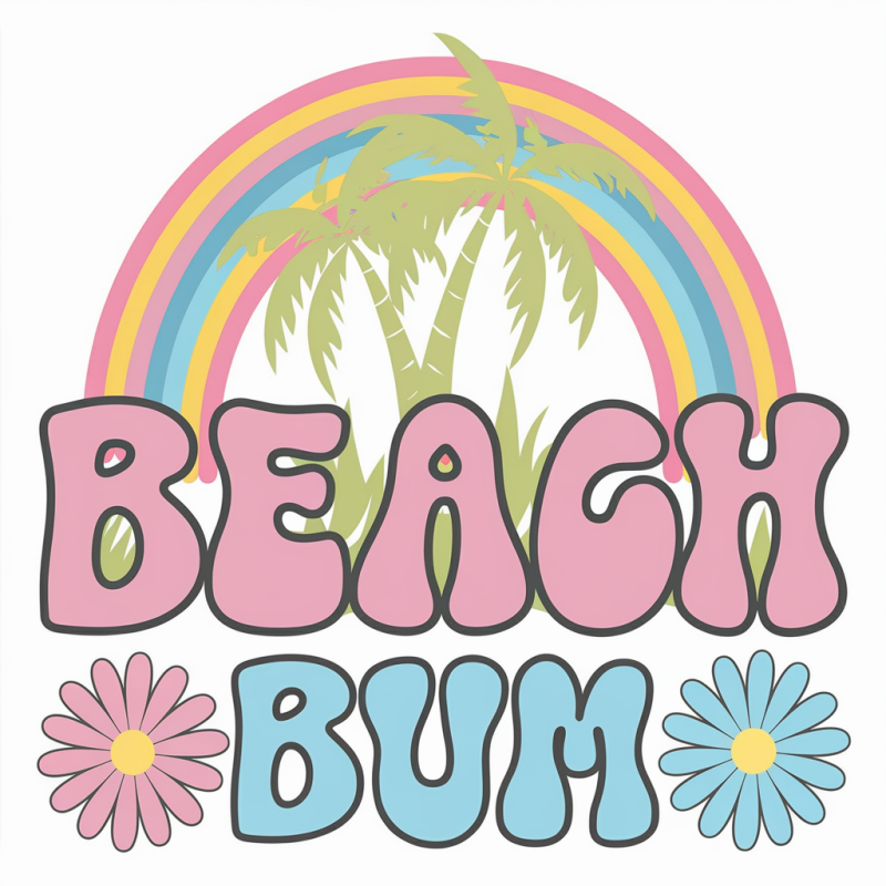 Beach Bum Graphic T-Shirt with Palm Trees