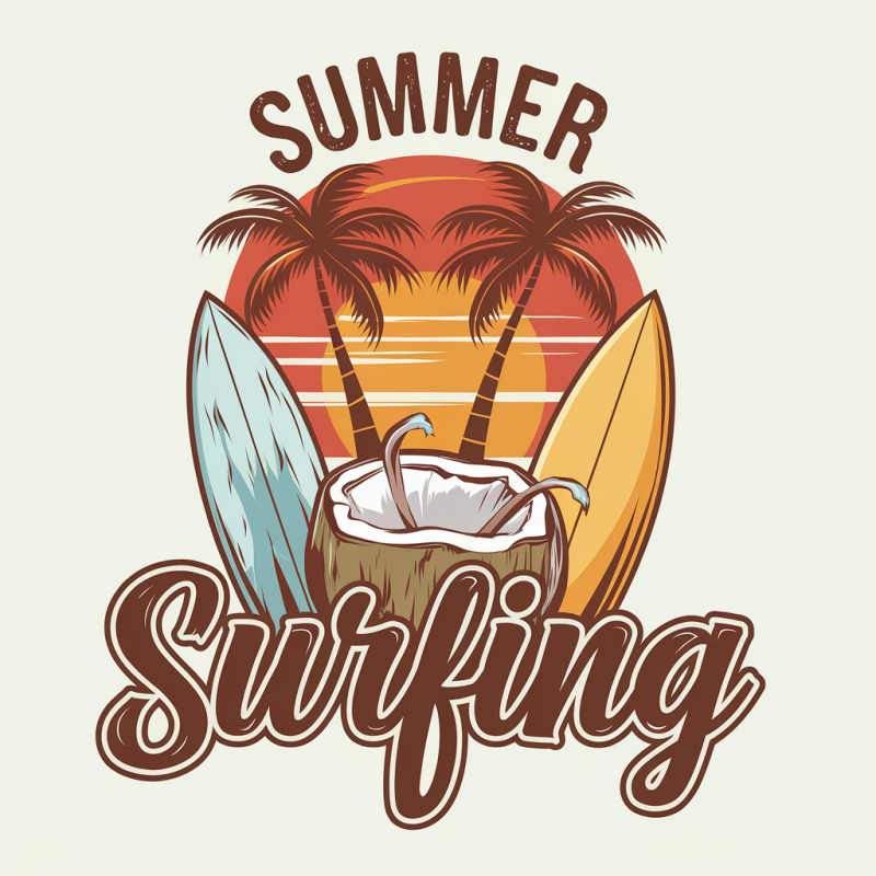 Summer Surfing Graphic T-Shirt