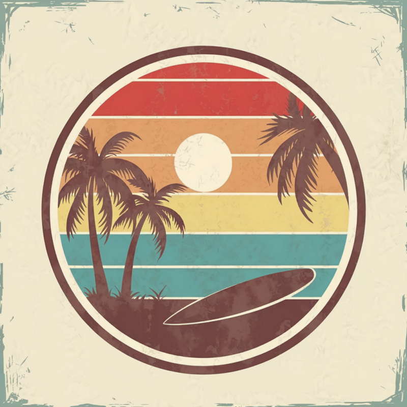 Vintage Retro Beach Surf Graphic T-Shirt