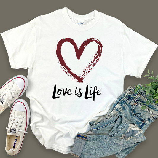 Casual Pattern Top Love is Life T-shirt