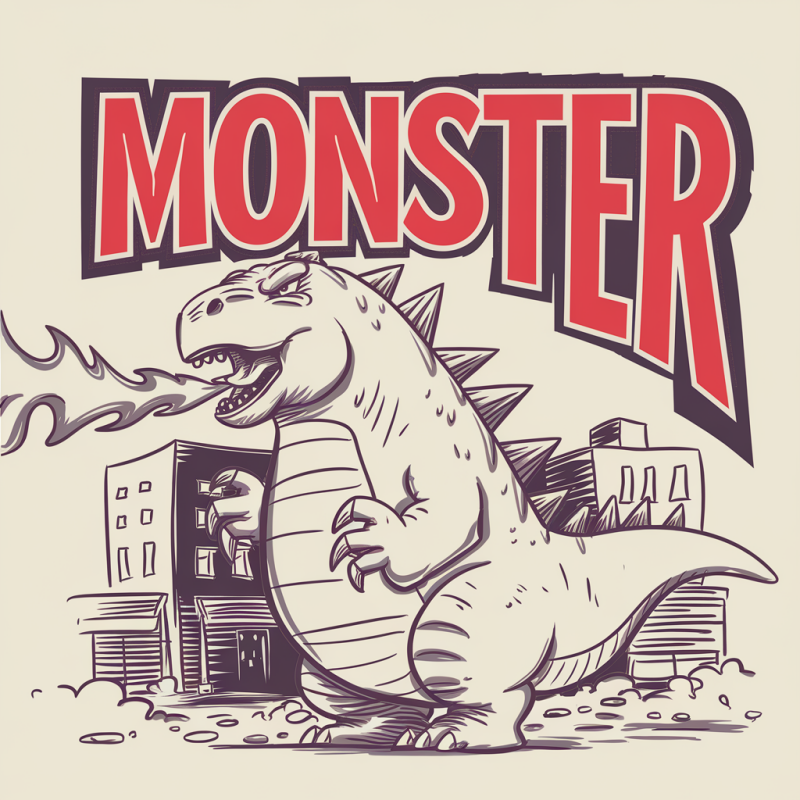 Cartoon Monster Graphic T-Shirt for Kids