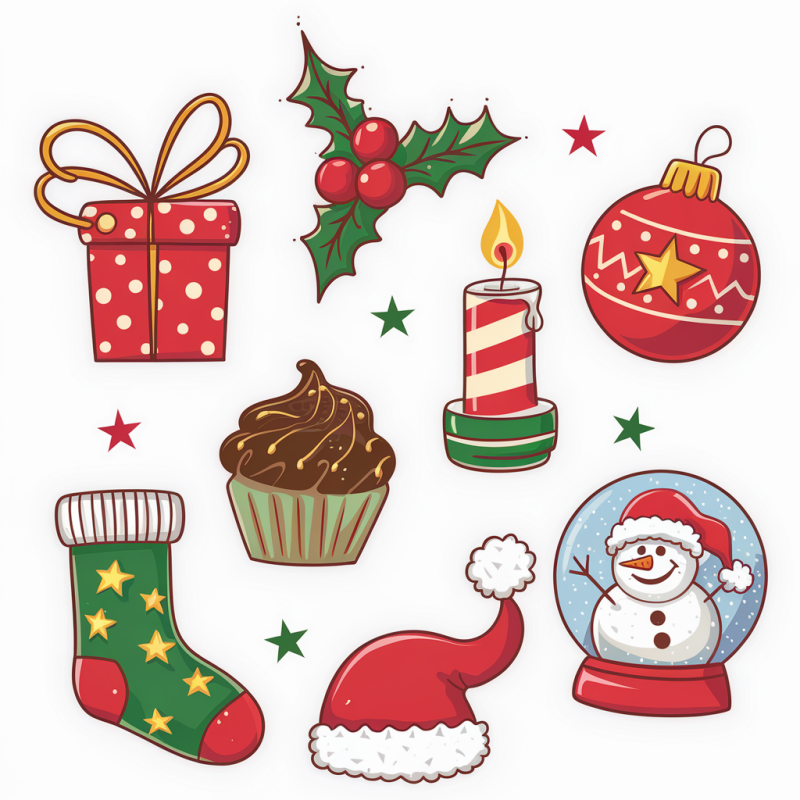 Festive Christmas Graphic T-Shirt with Cute Holiday Icons