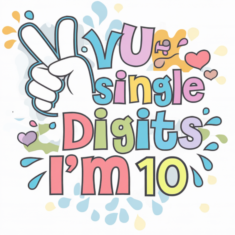 Cute 10th Birthday T-Shirt for Kids - I'm 10 Single Digits