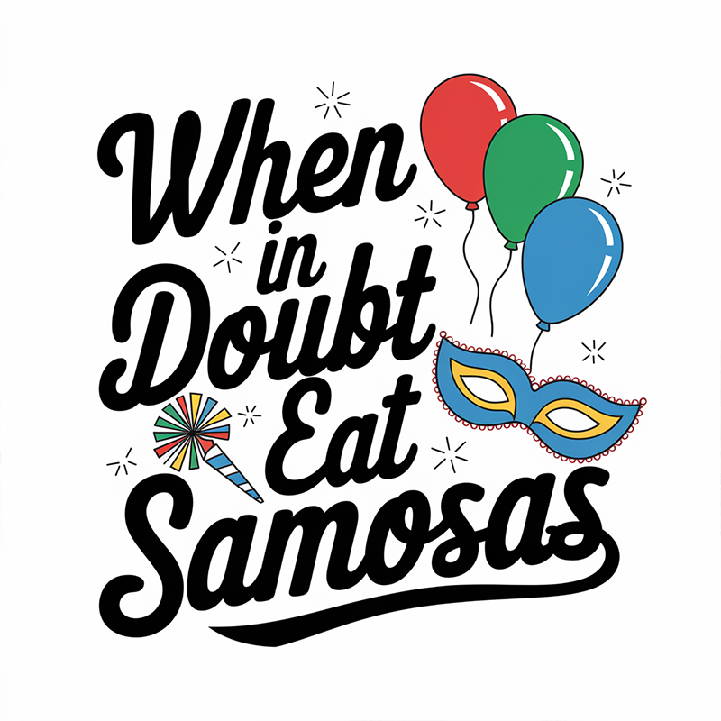 Carnival Pattern Top - When In Doubt Eat Samosas T-Shirt