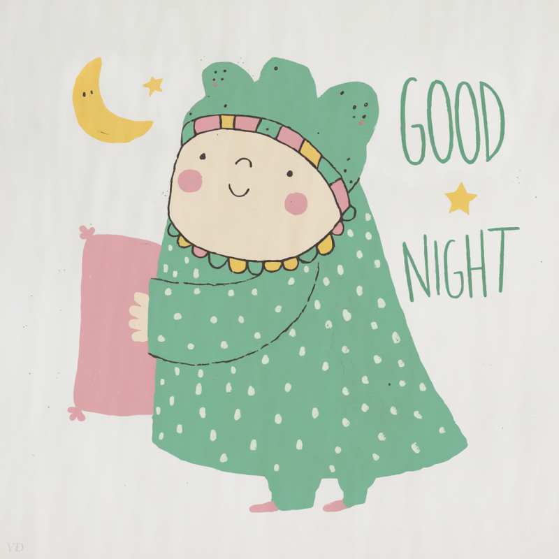 Good Night Cartoon Kids T-Shirt