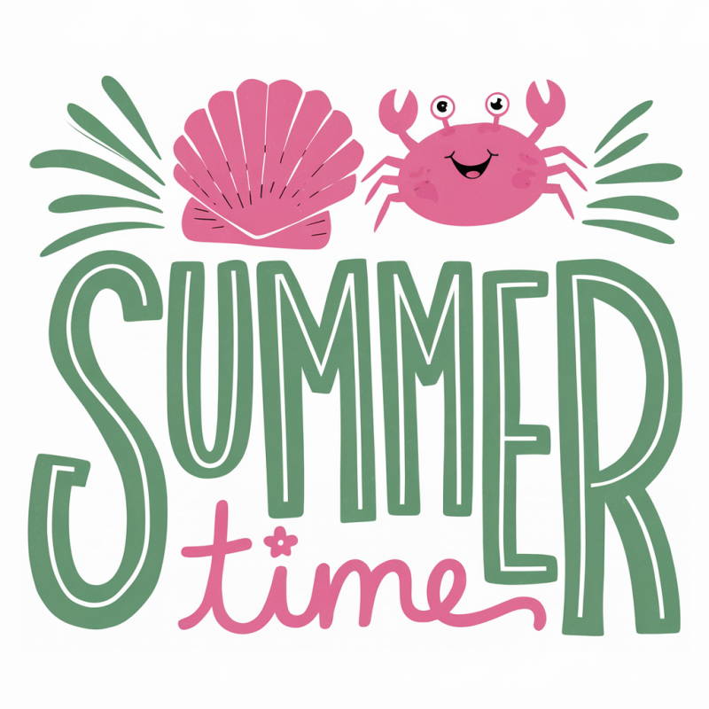 Summer Vibes Crab & Seashell Graphic T-Shirt