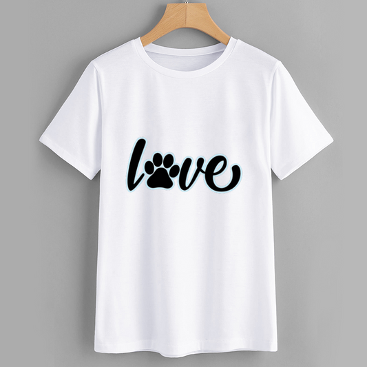 Love Paw Print Graphic T-Shirt for Animal Lovers