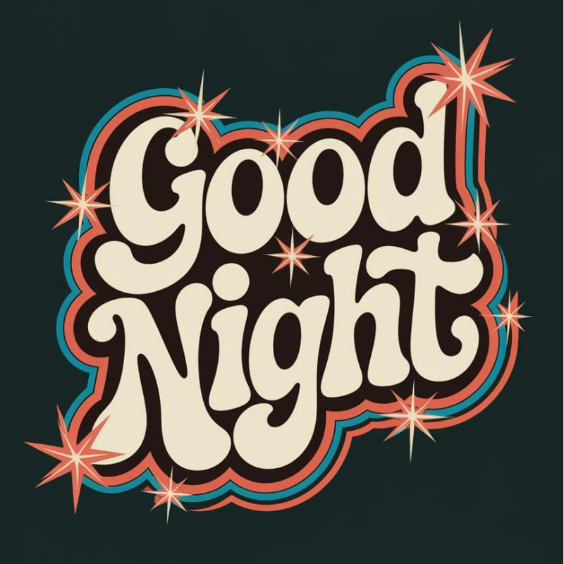 Good Night Graphic Tee - Vintage Style Black T-Shirt