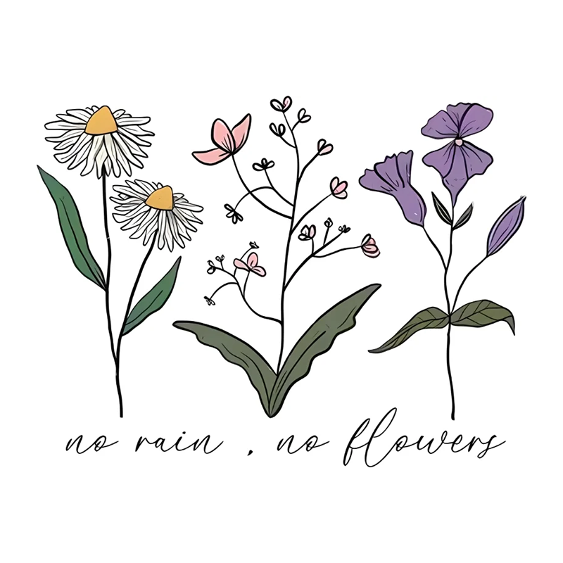 Floral Graphic T-Shirt - No Rain, No Flowers