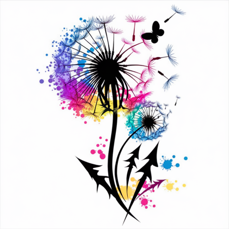 ArtSplash Dandelion Watercolor Cotton T-Shirt