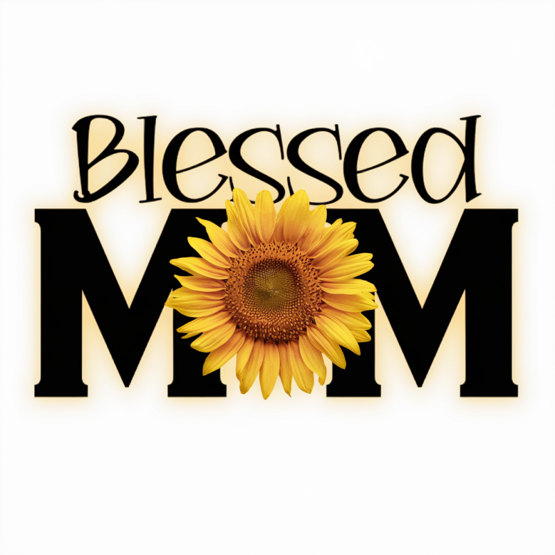 Sunflower Blessed Mom Cotton T-Shirt