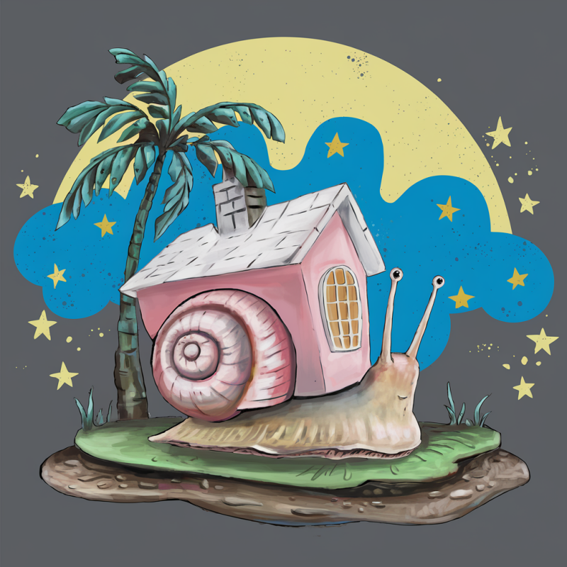 Cute Snail House Graphic T-Shirt
