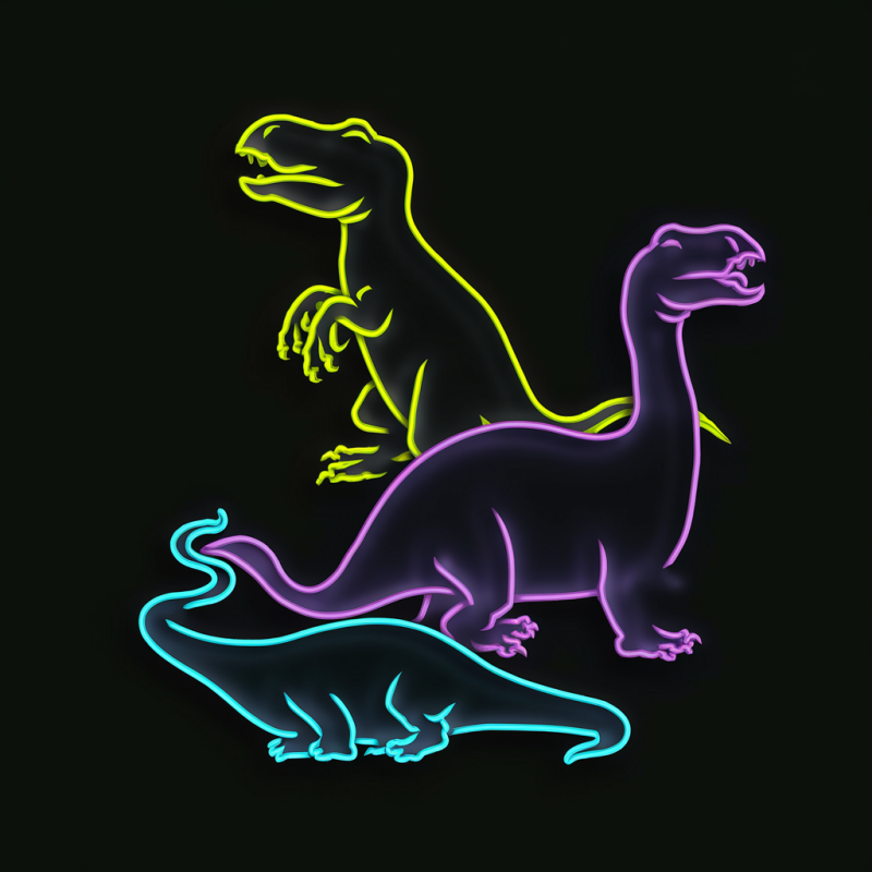 Neon Dinosaur Graphic T-Shirt