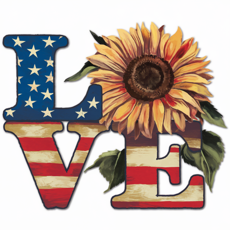 Patriotic Sunflower Love T-Shirt