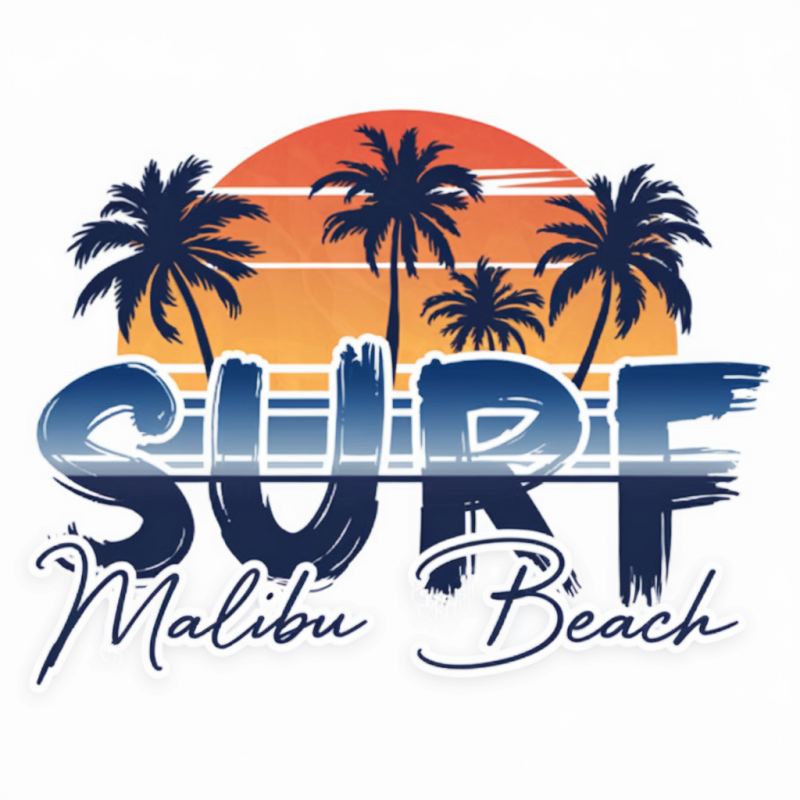 Malibu Beach Surf Graphic T-Shirt
