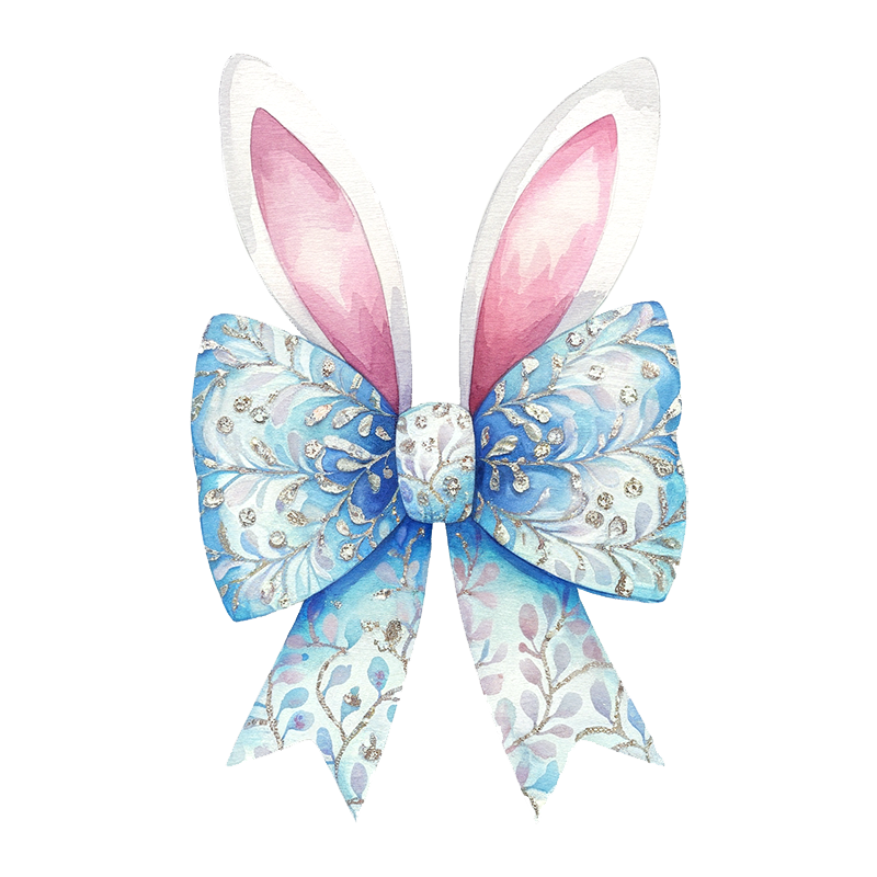 Easter Pattern Top with Bow and Bunny Ears