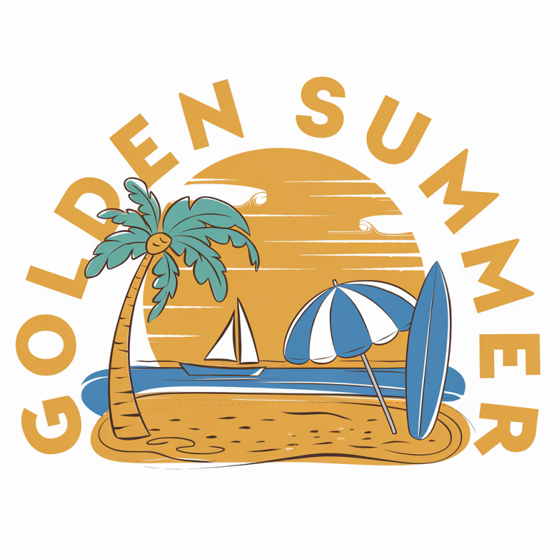 Golden Summer Cotton Graphic T-Shirt