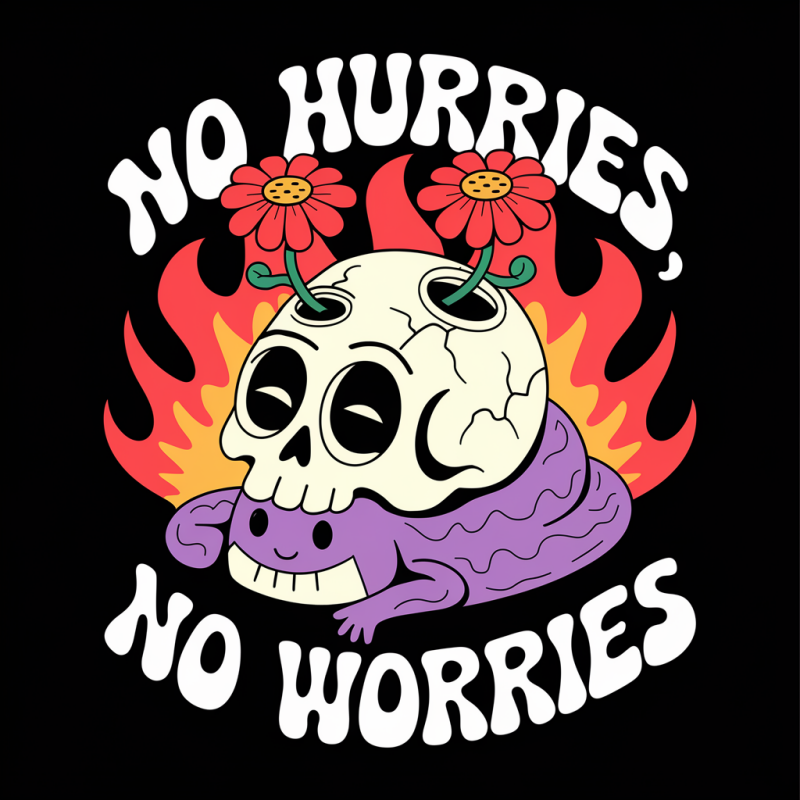 No Hurries No Worries Skull Graphic T-Shirt