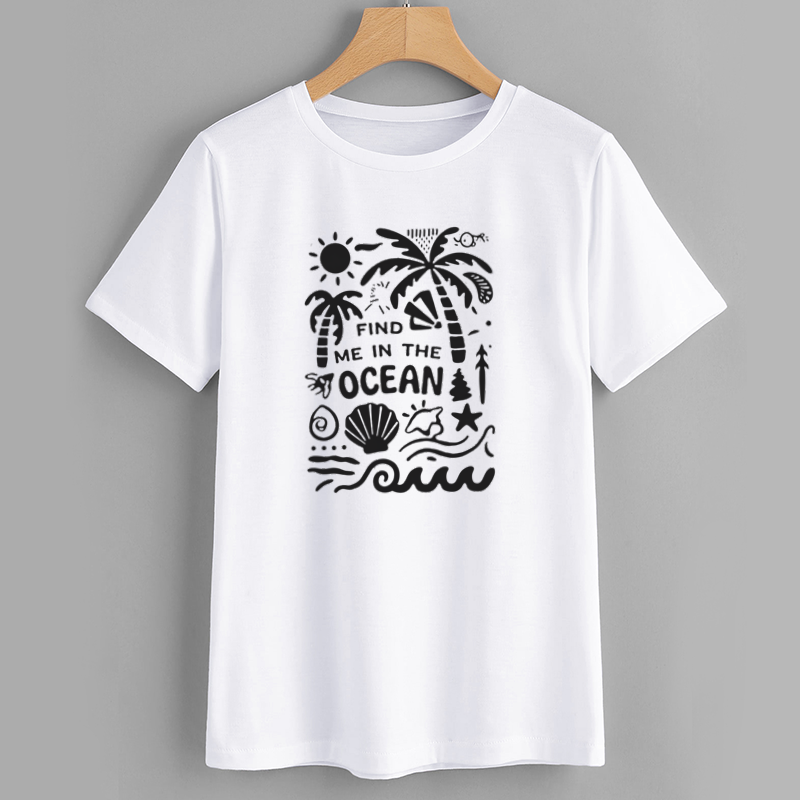 Ocean Vibes Graphic T-Shirt with Palm Tree Design