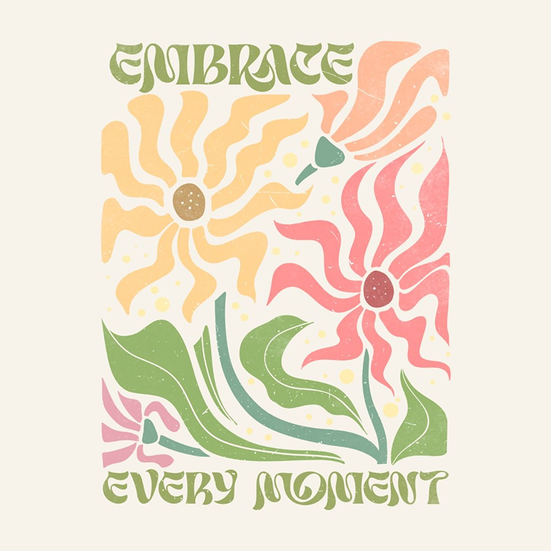 Floral Graphic T-Shirt with Positive Message