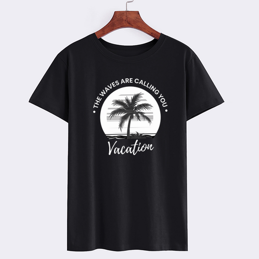 Coastal Palm Cotton T-Shirt Casual Tee