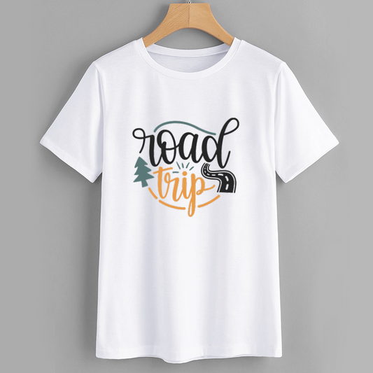 Brand Cotton White Road Trip Graphic T-Shirt