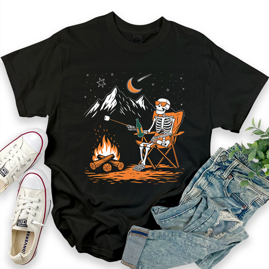 Outdoor Camping Graphic Skull T-Shirt