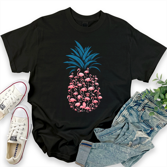 Hawaiian Flamingo Pineapple Pattern T-Shirt