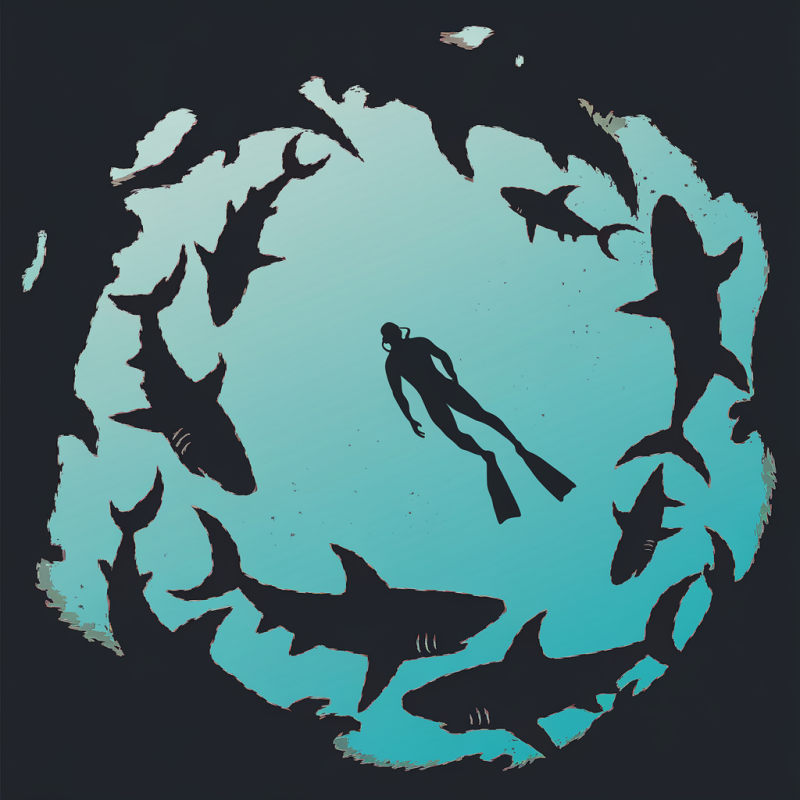 Shark Circle Diver Graphic T-Shirt