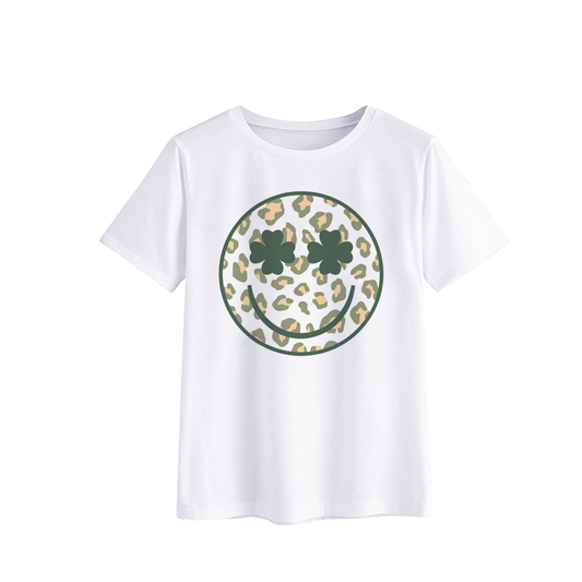 Leopard Print Smiley Face T-Shirt