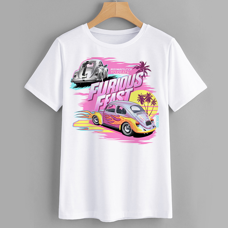 Vintage Car Graphic T-Shirt - Furious Feast Design