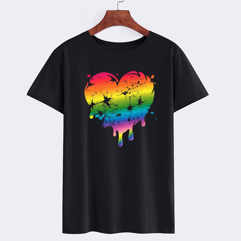 Rainbow Heart Dripping Graphic T-Shirt