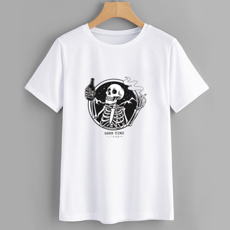 Skeleton 'Good Time' Graphic T-Shirt
