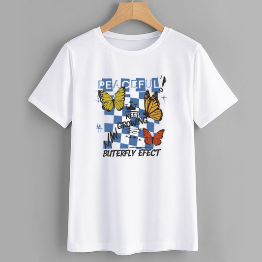 Butterfly Graphic Cotton T-Shirt Casual Tee