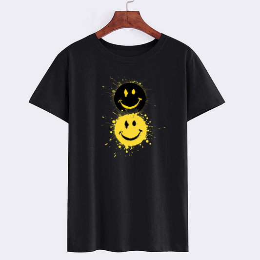 Smiley Face Graphic T-Shirt with Colorful Print
