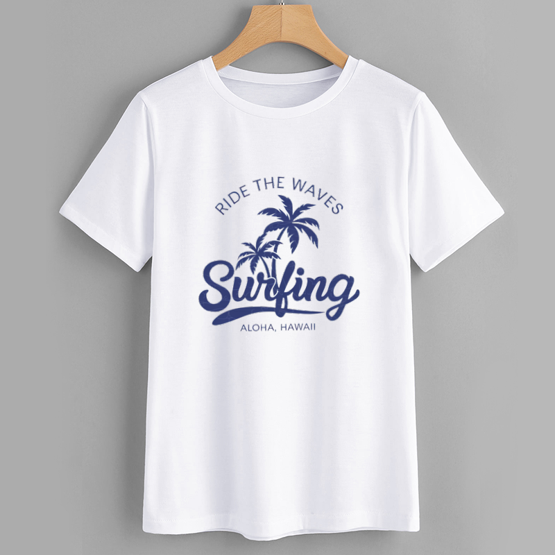 Hawaii Surfing Graphic T-Shirt - Ride the Waves