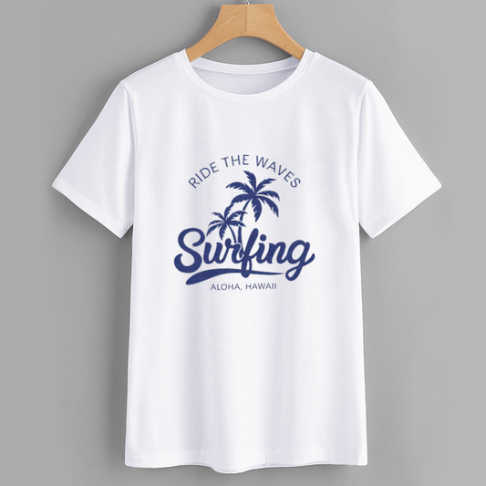 Hawaii Surfing Graphic T-Shirt - Ride the Waves
