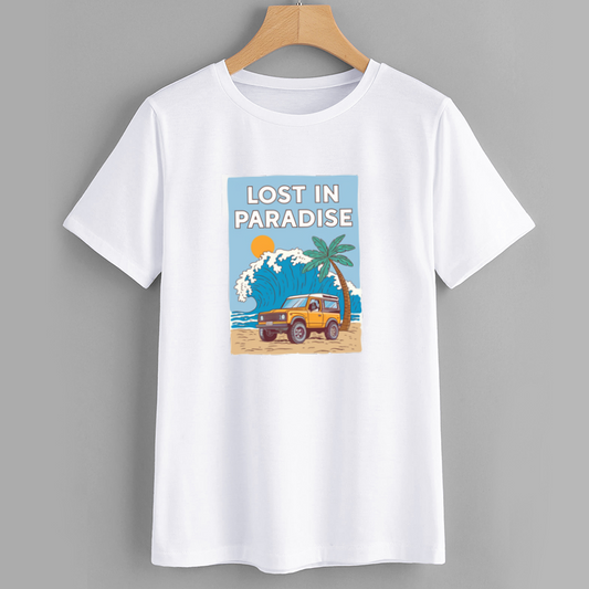 Paradise Beach Graphic Cotton T-Shirt