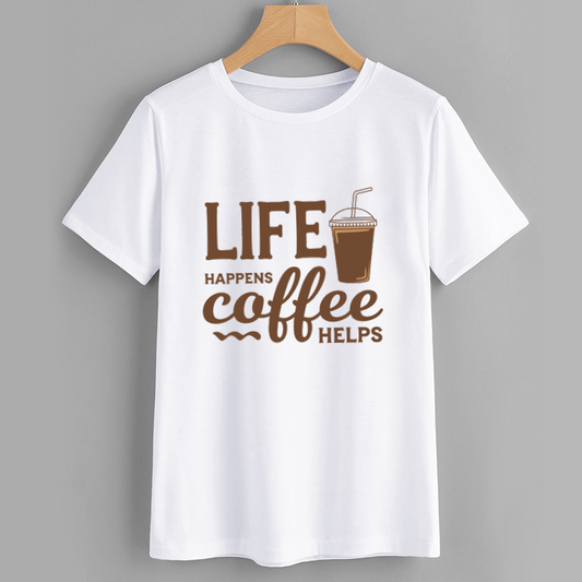 Coffee Quote White Cotton T-Shirt