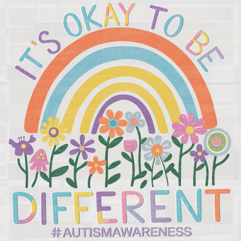 Autism Awareness Rainbow T-Shirt - It's Okay to Be Different