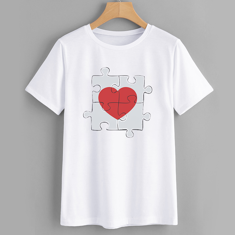 Puzzle Heart Graphic T-Shirt