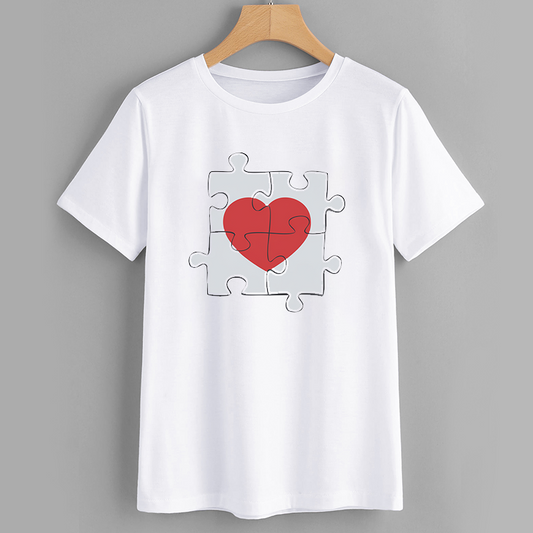 Puzzle Heart Graphic T-Shirt