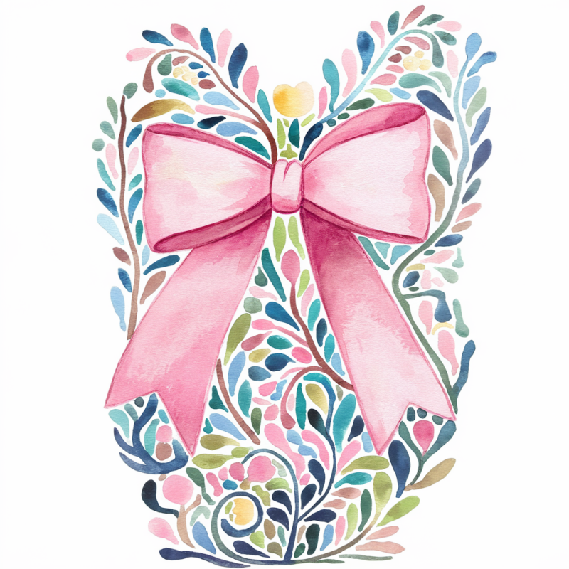 Floral Watercolor Bow White T-Shirt