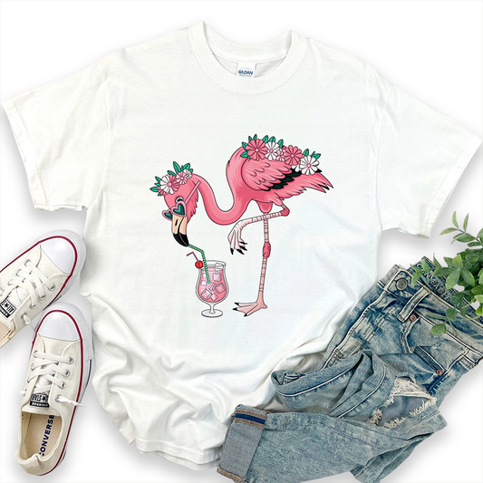 Flamingo Graphic Hawaiian Casual T-shirt