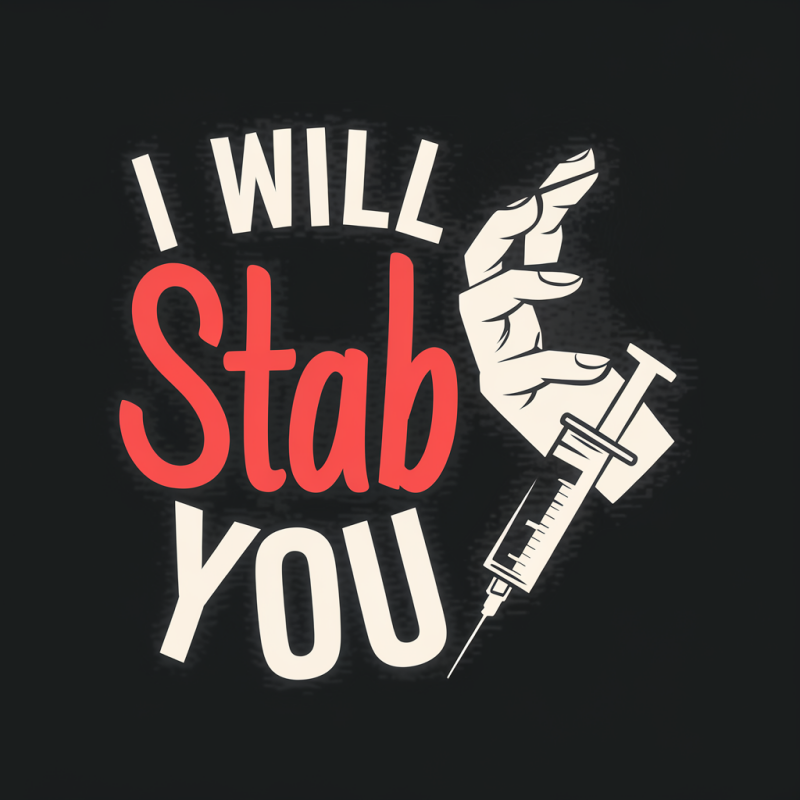 Funny Syringe Stab Graphic T-Shirt