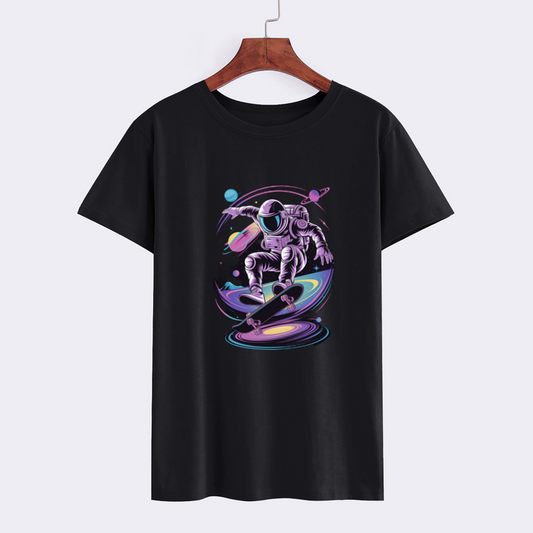 Cosmic Skateboarding Astronaut Graphic T-Shirt