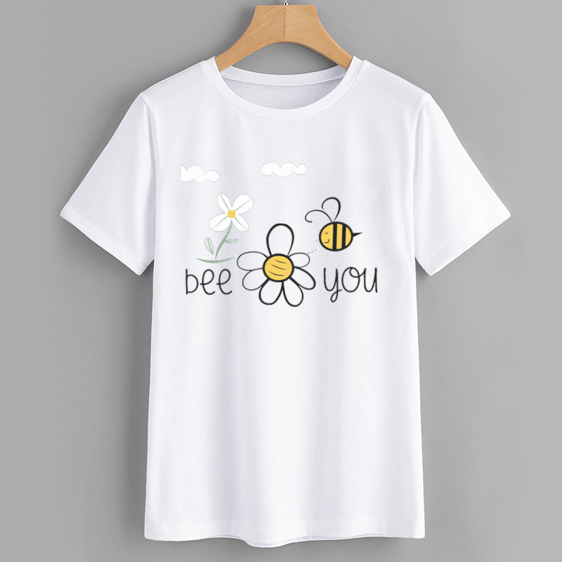 Bee You Graphic T-Shirt - Cute Floral Design with Bees