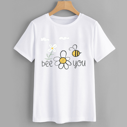 Bee You Graphic T-Shirt - Cute Floral Design with Bees