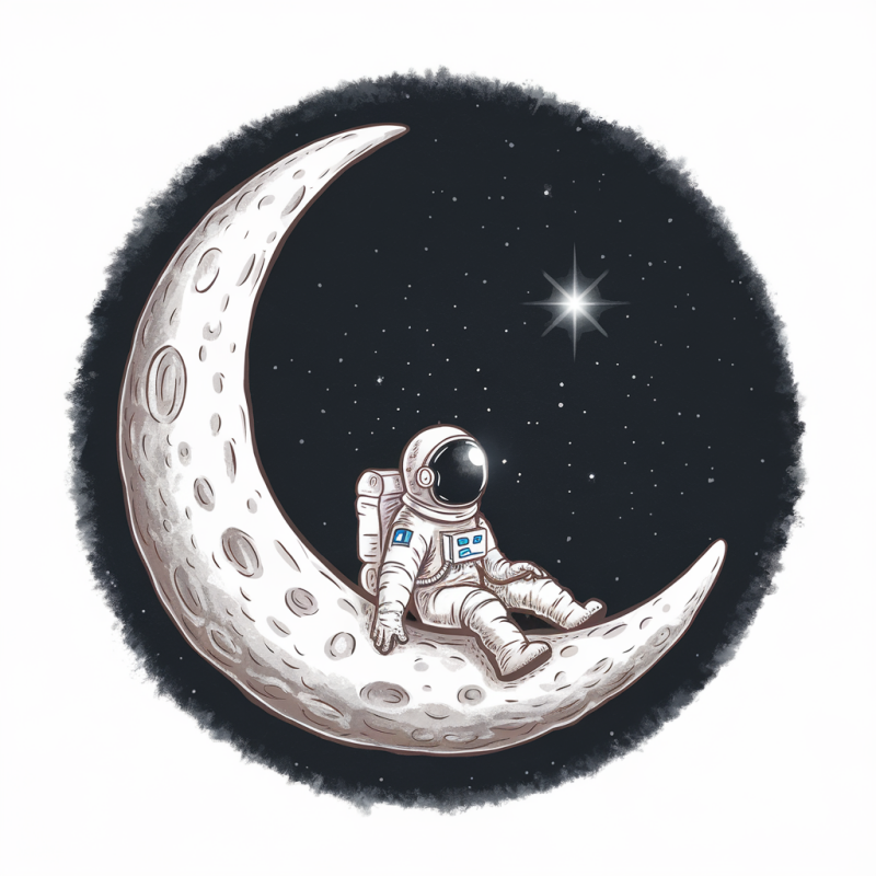 Astronaut Sitting on Moon Graphic T-Shirt
