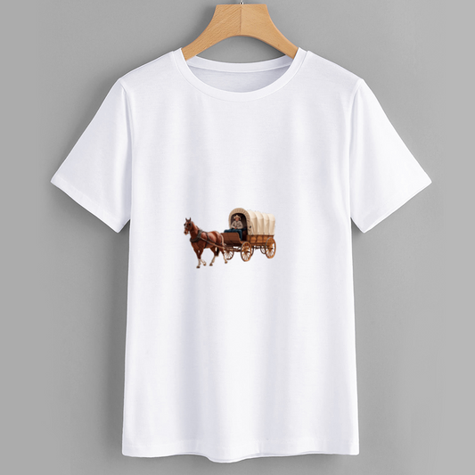 Vintage Horse Wagon Graphic White T-Shirt